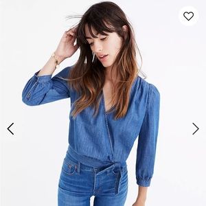 Madewell Denim Wrap Top